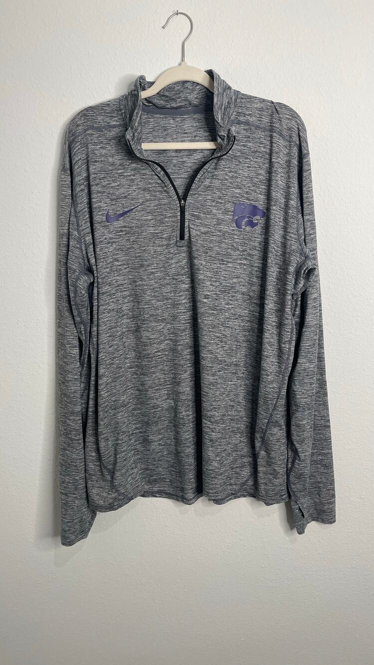 Nike Dri-FIT Kansas State Wildcats Quarter Zip Pullover Gray Men’s Large